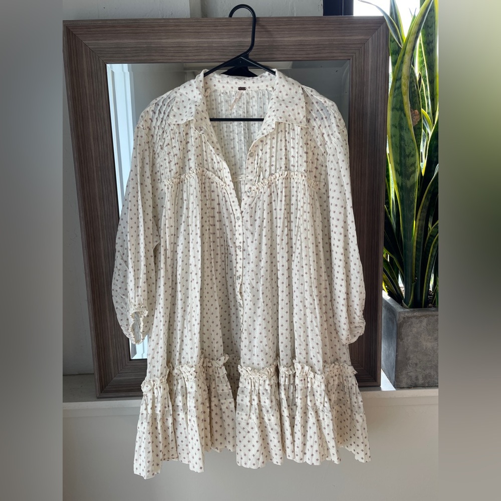 Free People Printed Henley Tunic Dress w/ Slip Dress - Size Small
